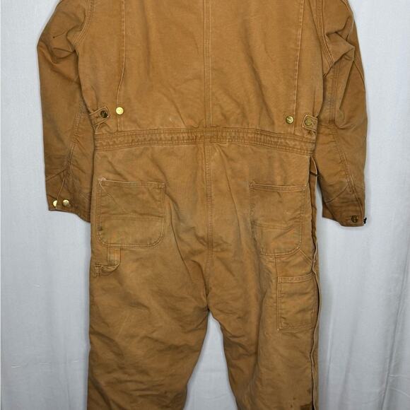CARHARTT / vintage tan duck canvas fully quilt lined workwear coveralls / 48R - Picture 10 of 16